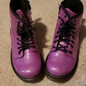 Girls Dr. Marten purple glitter boot